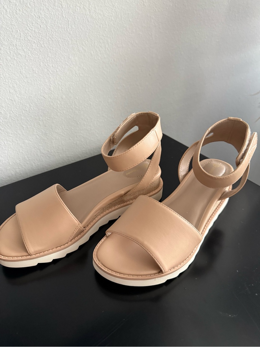 Gianni Bini Nude Beige Ankle-Strap Platform Sandals